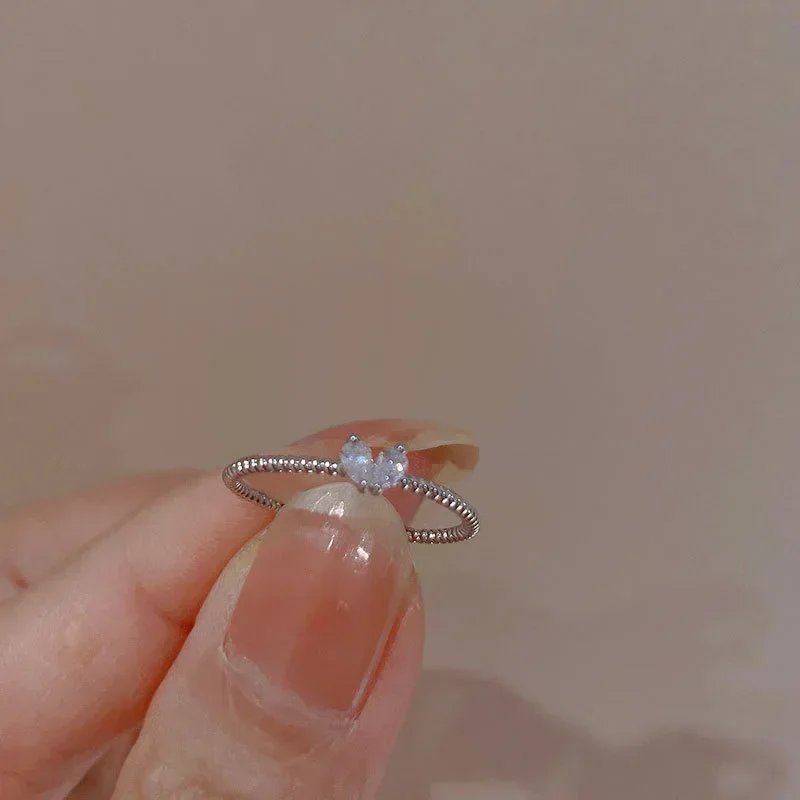 Luxury Zircon Heart Rings for Women Opening Adjustable Weave Rhinestone Ring Engagement Wedding Jewelry Fashion Girlfriend Gifts Luxury Zircon Heart Rings for Women Opening Adjustable Weave Rhinestone Ring Engagement Wedding Jewelry Fashion Girlfriend Gifts
