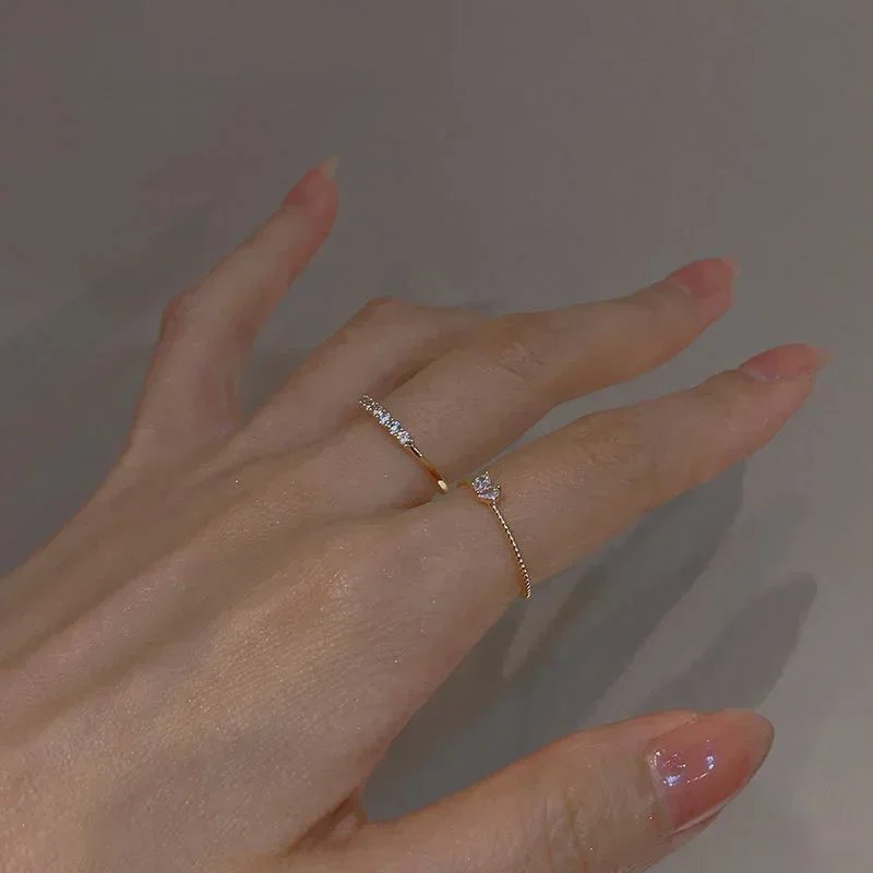 Luxury Zircon Heart Rings for Women Opening Adjustable Weave Rhinestone Ring Engagement Wedding Jewelry Fashion Girlfriend Gifts Luxury Zircon Heart Rings for Women Opening Adjustable Weave Rhinestone Ring Engagement Wedding Jewelry Fashion Girlfriend Gifts