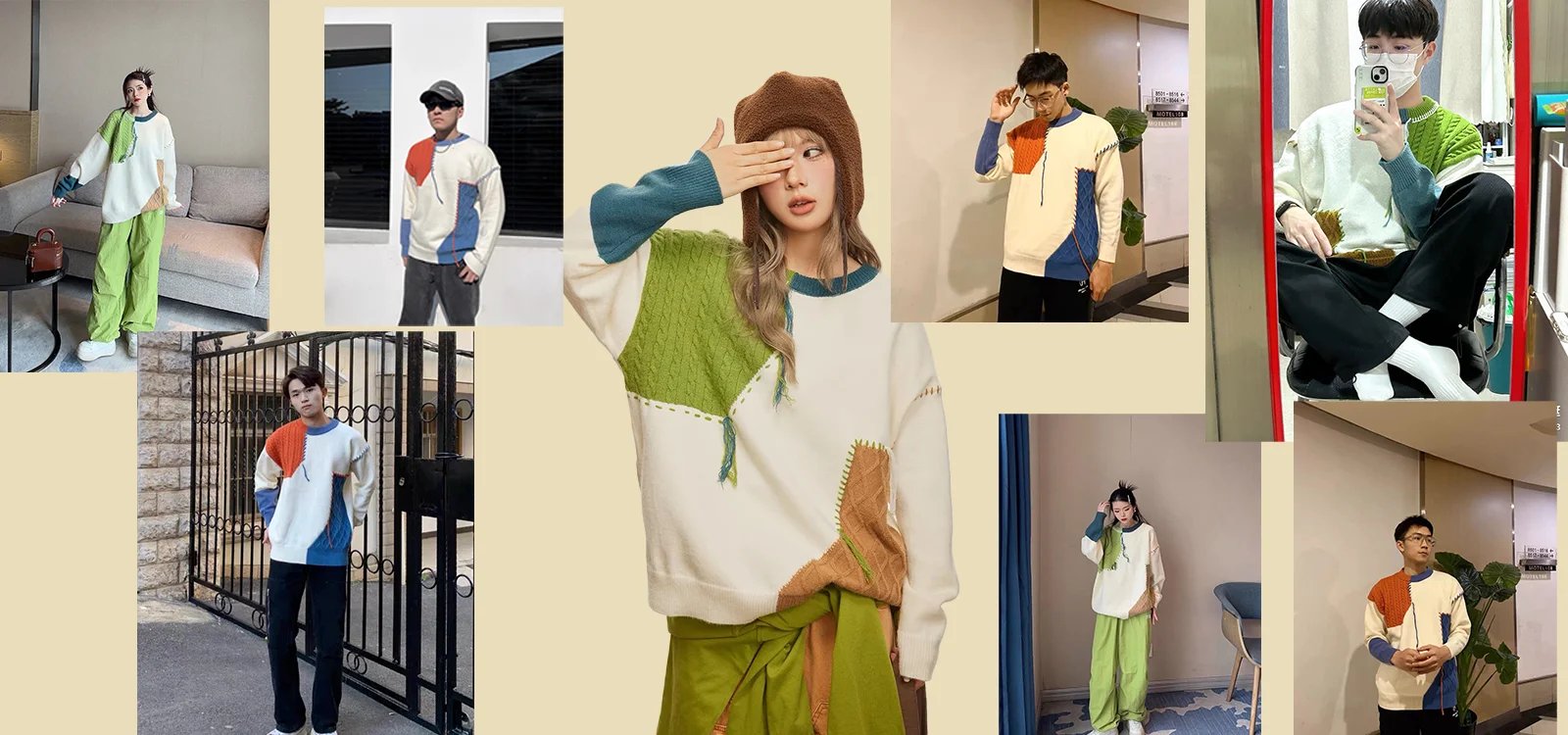 2025 Fall Winter Warm Men Sweaters Korean Style Patchwork Pullovers Round Neck Knitted Sweater Men Women Fashion Knitwear 2025 Fall Winter Warm Men Sweaters Korean Style Patchwork Pullovers Round Neck Knitted Sweater Men Women Fashion Knitwear