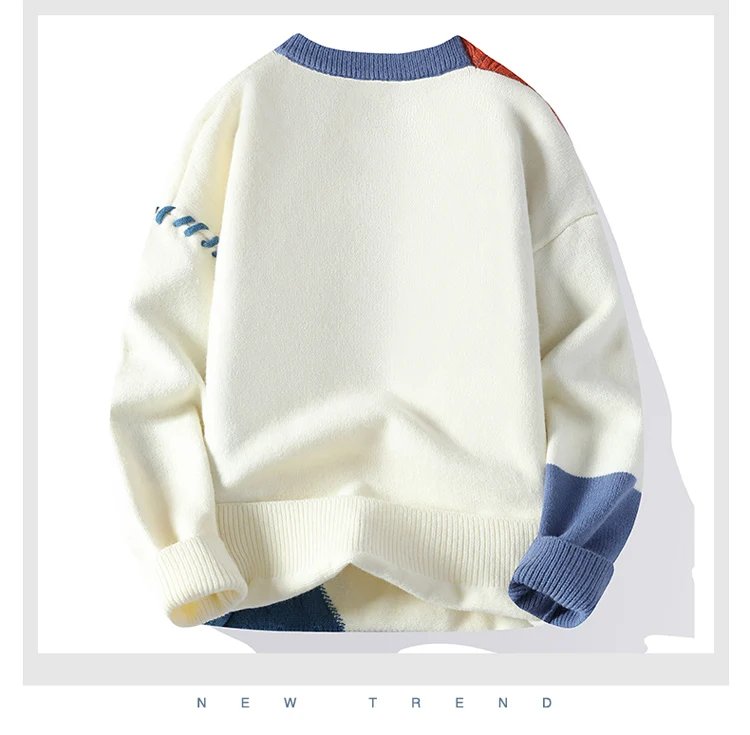 2025 Fall Winter Warm Men Sweaters Korean Style Patchwork Pullovers Round Neck Knitted Sweater Men Women Fashion Knitwear 2025 Fall Winter Warm Men Sweaters Korean Style Patchwork Pullovers Round Neck Knitted Sweater Men Women Fashion Knitwear
