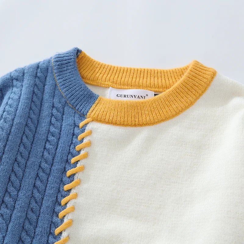2025 Fall Winter Warm Men Sweaters Korean Style Patchwork Pullovers Round Neck Knitted Sweater Men Women Fashion Knitwear 2025 Fall Winter Warm Men Sweaters Korean Style Patchwork Pullovers Round Neck Knitted Sweater Men Women Fashion Knitwear