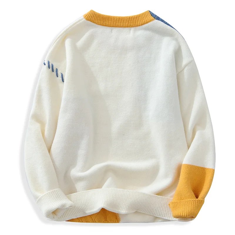 2025 Fall Winter Warm Men Sweaters Korean Style Patchwork Pullovers Round Neck Knitted Sweater Men Women Fashion Knitwear 2025 Fall Winter Warm Men Sweaters Korean Style Patchwork Pullovers Round Neck Knitted Sweater Men Women Fashion Knitwear