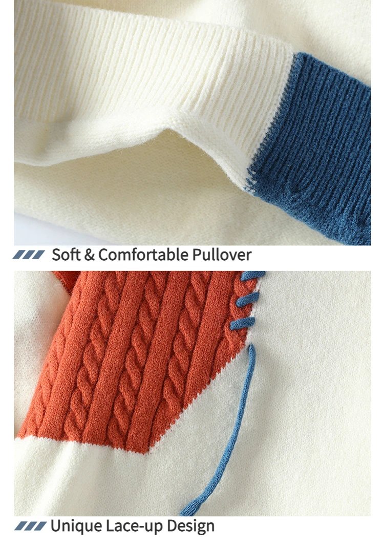 2025 Fall Winter Warm Men Sweaters Korean Style Patchwork Pullovers Round Neck Knitted Sweater Men Women Fashion Knitwear 2025 Fall Winter Warm Men Sweaters Korean Style Patchwork Pullovers Round Neck Knitted Sweater Men Women Fashion Knitwear