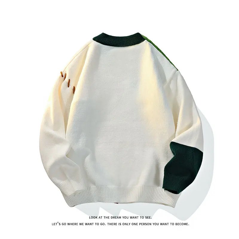 2025 Fall Winter Warm Men Sweaters Korean Style Patchwork Pullovers Round Neck Knitted Sweater Men Women Fashion Knitwear - Image 5