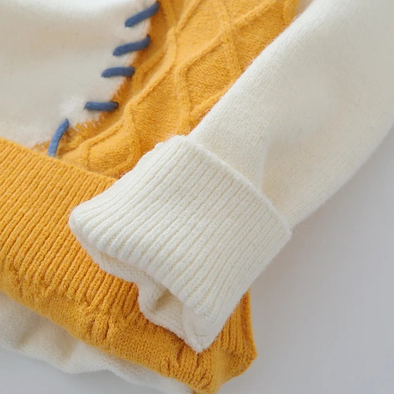 2025 Fall Winter Warm Men Sweaters Korean Style Patchwork Pullovers Round Neck Knitted Sweater Men Women Fashion Knitwear 2025 Fall Winter Warm Men Sweaters Korean Style Patchwork Pullovers Round Neck Knitted Sweater Men Women Fashion Knitwear