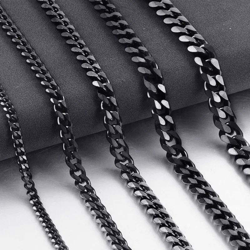 Width 5/7/9MM Hiphop Cuban Link Stainless Steel Chains Necklace for Men Basic Simple Rapper's Choker Fashion Jewelry Accessories
