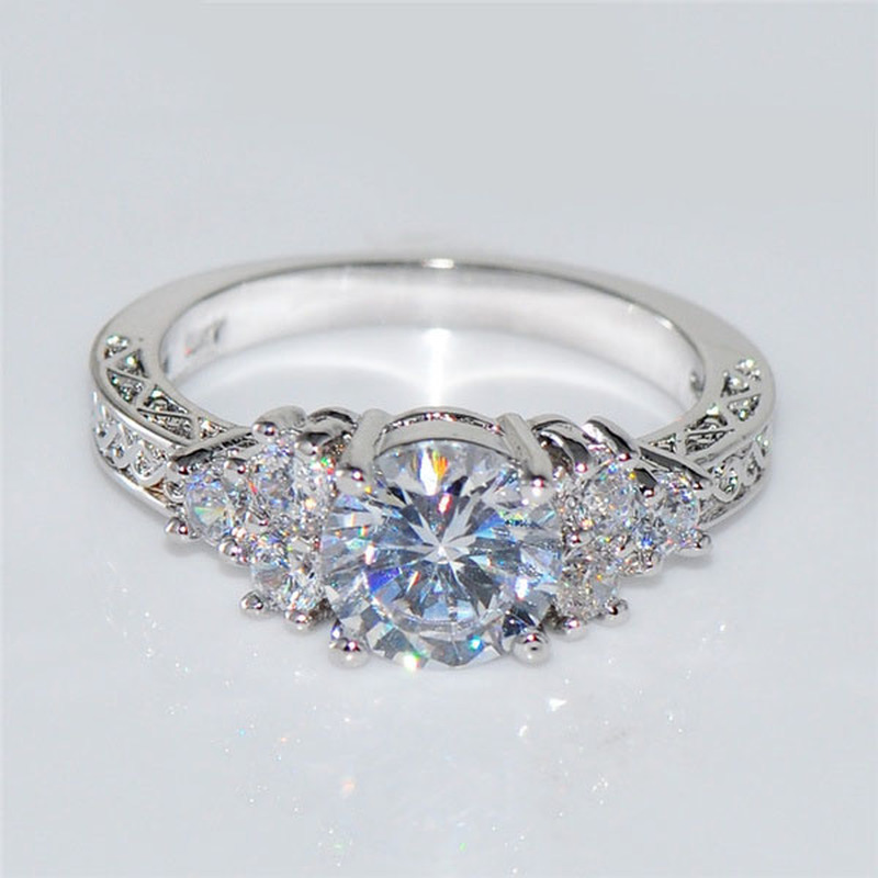 Exquisite Fashion Silver Color Engagement Rings for Women Fashion White Zircon Stones Ring Anniversary Bridal Wedding Jewelry Exquisite Fashion Silver Color Engagement Rings for Women Fashion White Zircon Stones Ring Anniversary Bridal Wedding Jewelry