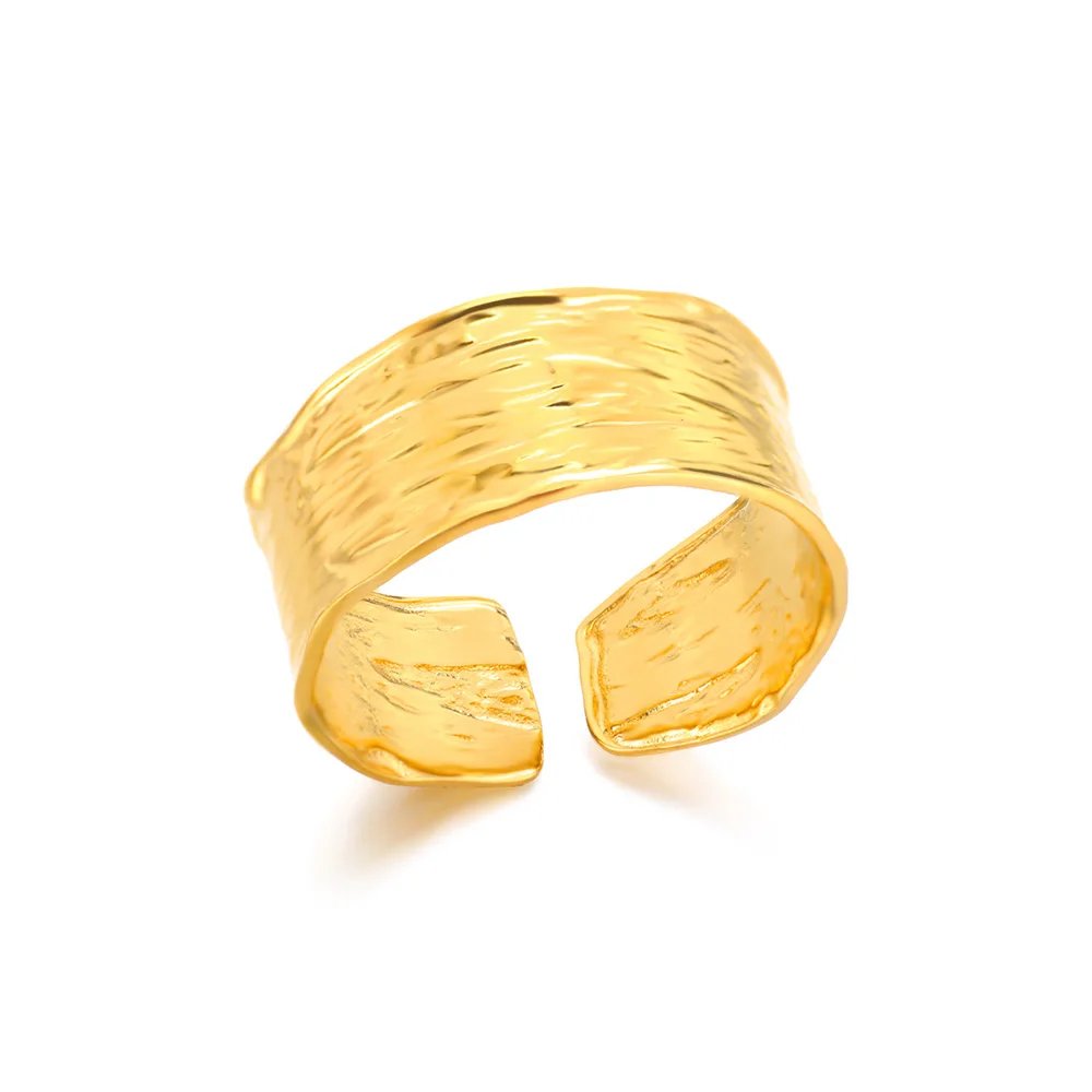 Minimalist Texture Stainless Steel Geometric Rings For Women Gold Color Opening Couple Ring Aesthetic Wedding Christmas Jewelry Minimalist Texture Stainless Steel Geometric Rings For Women Gold Color Opening Couple Ring Aesthetic Wedding Christmas Jewelry