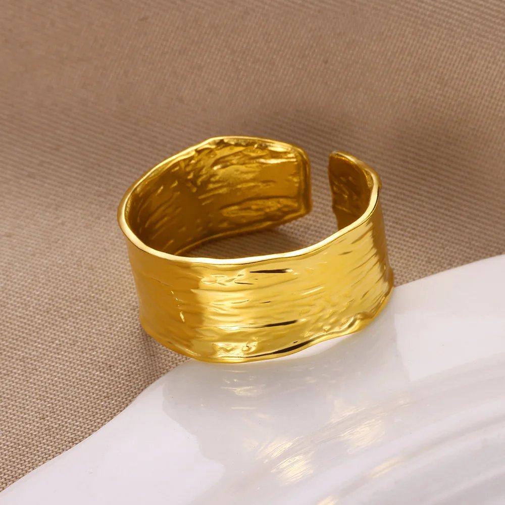 Minimalist Texture Stainless Steel Geometric Rings For Women Gold Color Opening Couple Ring Aesthetic Wedding Christmas Jewelry Minimalist Texture Stainless Steel Geometric Rings For Women Gold Color Opening Couple Ring Aesthetic Wedding Christmas Jewelry