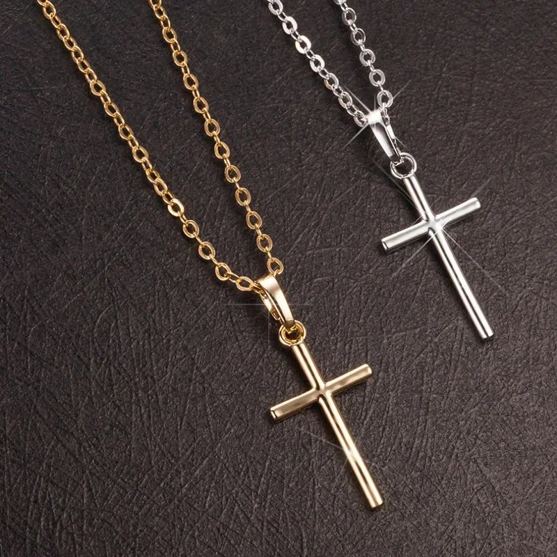 Luxury Zircon Cross Pendants Necklace Fashion Light Golden Silver Color for Men Women Jewelry Chain Accessory - Image 2