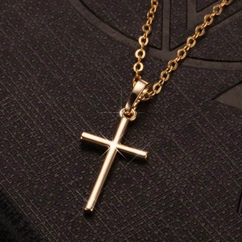 Luxury Zircon Cross Pendants Necklace Fashion Light Golden Silver Color for Men Women Jewelry Chain Accessory - Image 4
