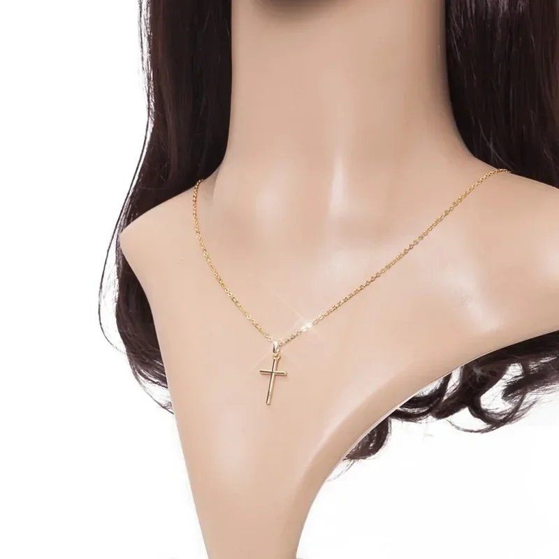 Luxury Zircon Cross Pendants Necklace Fashion Light Golden Silver Color for Men Women Jewelry Chain Accessory - Image 5