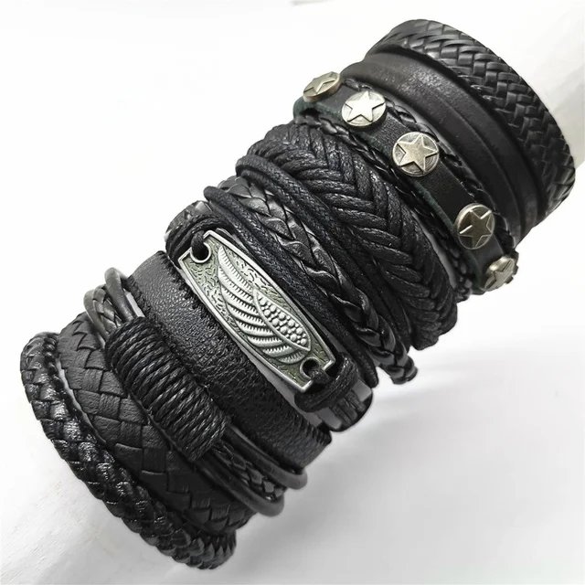 10 Pcs/set Black Wrap Woven New Fashion Handmade Men Bracelets Male Women Leather Bracelets Men Bangle Wholesale Jewelry Gift 10 Pcs/set Black Wrap Woven New Fashion Handmade Men Bracelets Male Women Leather Bracelets Men Bangle Wholesale Jewelry Gift