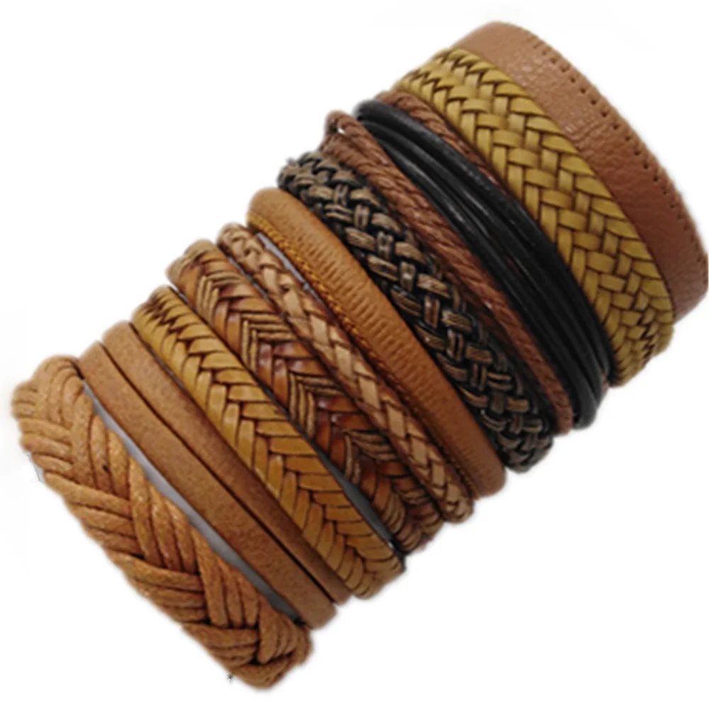 10 Pcs/set Black Wrap Woven New Fashion Handmade Men Bracelets Male Women Leather Bracelets Men Bangle Wholesale Jewelry Gift 10 Pcs/set Black Wrap Woven New Fashion Handmade Men Bracelets Male Women Leather Bracelets Men Bangle Wholesale Jewelry Gift