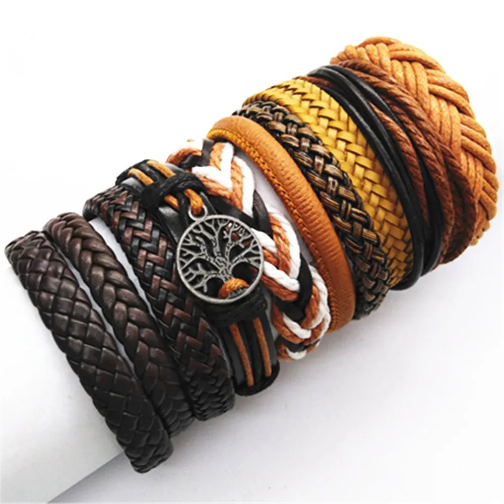 10 Pcs/set Black Wrap Woven New Fashion Handmade Men Bracelets Male Women Leather Bracelets Men Bangle Wholesale Jewelry Gift 10 Pcs/set Black Wrap Woven New Fashion Handmade Men Bracelets Male Women Leather Bracelets Men Bangle Wholesale Jewelry Gift