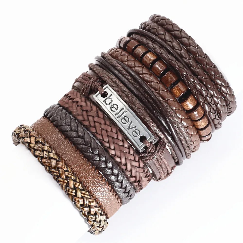 10 Pcs/set Black Wrap Woven New Fashion Handmade Men Bracelets Male Women Leather Bracelets Men Bangle Wholesale Jewelry Gift 10 Pcs/set Black Wrap Woven New Fashion Handmade Men Bracelets Male Women Leather Bracelets Men Bangle Wholesale Jewelry Gift