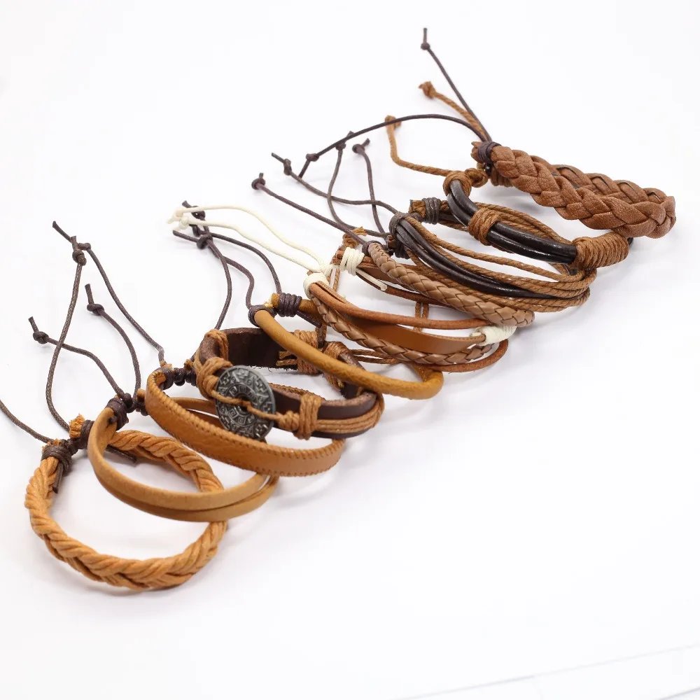 10 Pcs/set Black Wrap Woven New Fashion Handmade Men Bracelets Male Women Leather Bracelets Men Bangle Wholesale Jewelry Gift 10 Pcs/set Black Wrap Woven New Fashion Handmade Men Bracelets Male Women Leather Bracelets Men Bangle Wholesale Jewelry Gift
