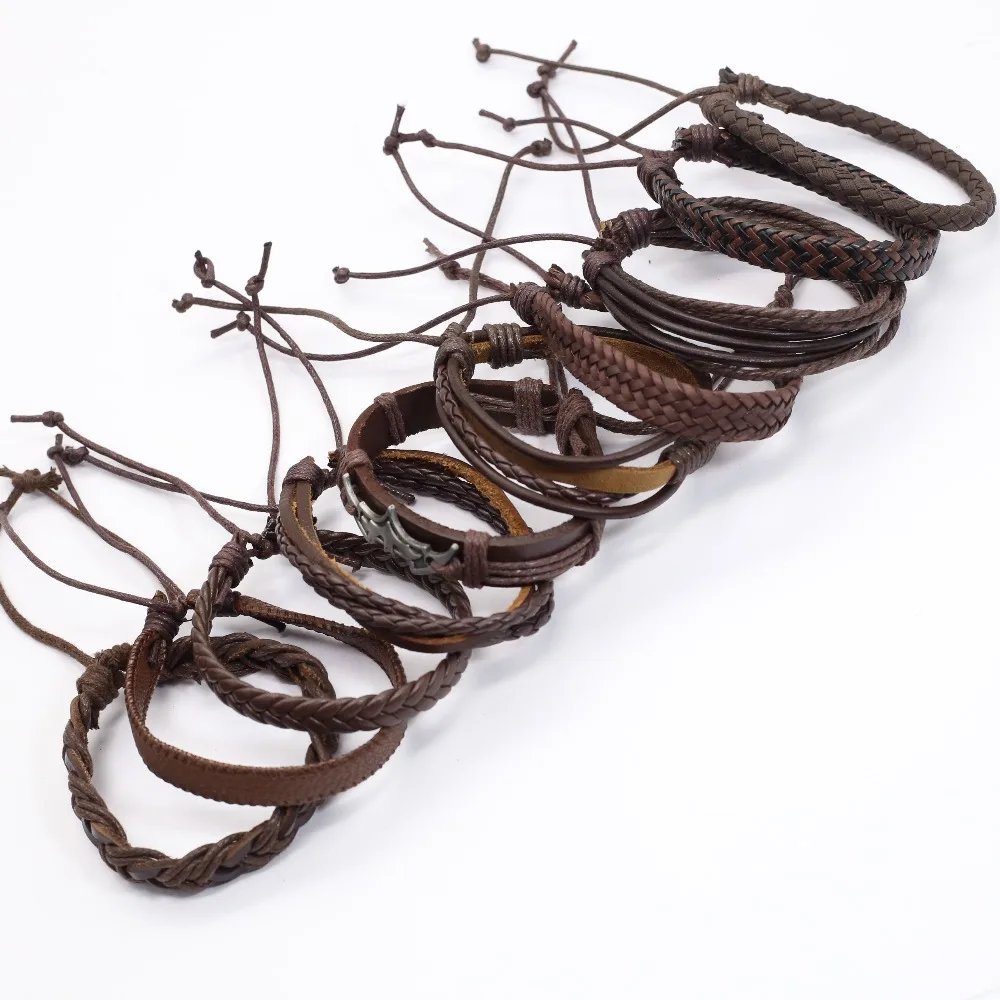 10 Pcs/set Black Wrap Woven New Fashion Handmade Men Bracelets Male Women Leather Bracelets Men Bangle Wholesale Jewelry Gift 10 Pcs/set Black Wrap Woven New Fashion Handmade Men Bracelets Male Women Leather Bracelets Men Bangle Wholesale Jewelry Gift