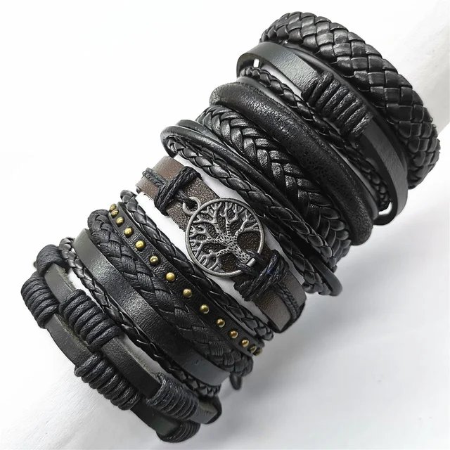 10 Pcs/set Black Wrap Woven New Fashion Handmade Men Bracelets Male Women Leather Bracelets Men Bangle Wholesale Jewelry Gift 10 Pcs/set Black Wrap Woven New Fashion Handmade Men Bracelets Male Women Leather Bracelets Men Bangle Wholesale Jewelry Gift