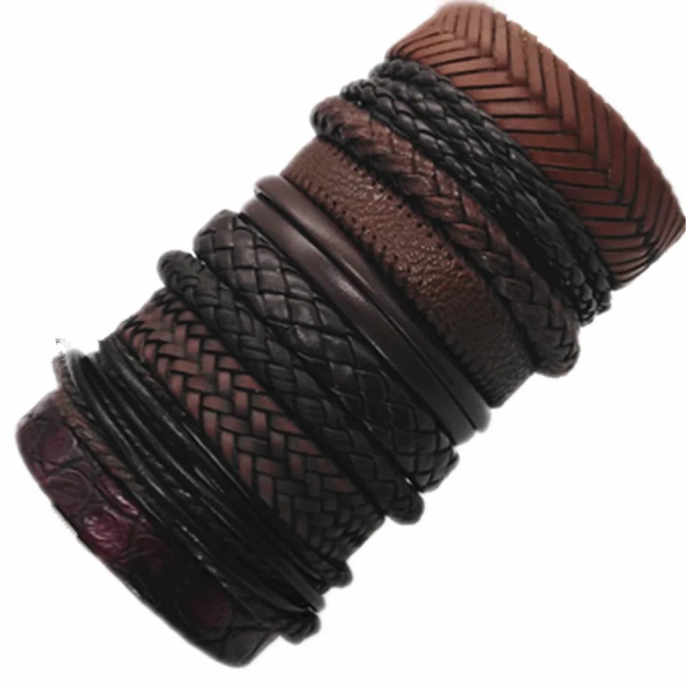 10 Pcs/set Black Wrap Woven New Fashion Handmade Men Bracelets Male Women Leather Bracelets Men Bangle Wholesale Jewelry Gift 10 Pcs/set Black Wrap Woven New Fashion Handmade Men Bracelets Male Women Leather Bracelets Men Bangle Wholesale Jewelry Gift