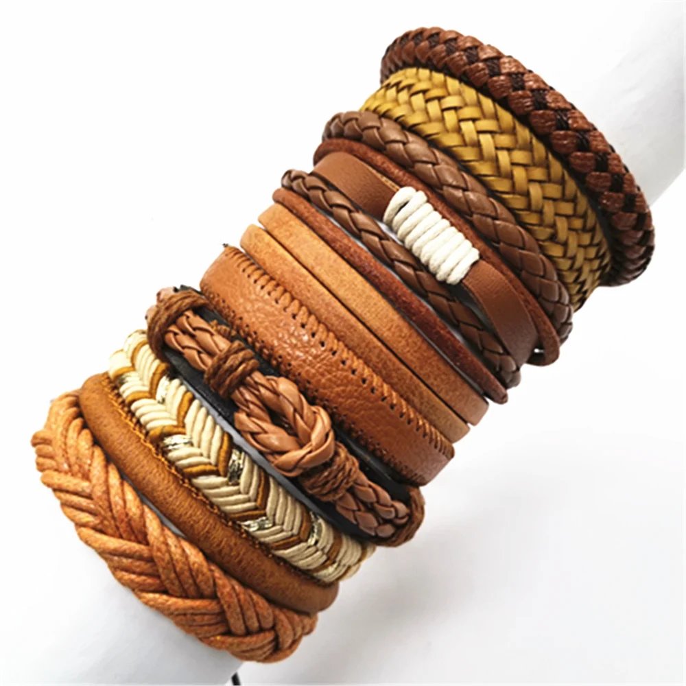 10 Pcs/set Black Wrap Woven New Fashion Handmade Men Bracelets Male Women Leather Bracelets Men Bangle Wholesale Jewelry Gift 10 Pcs/set Black Wrap Woven New Fashion Handmade Men Bracelets Male Women Leather Bracelets Men Bangle Wholesale Jewelry Gift