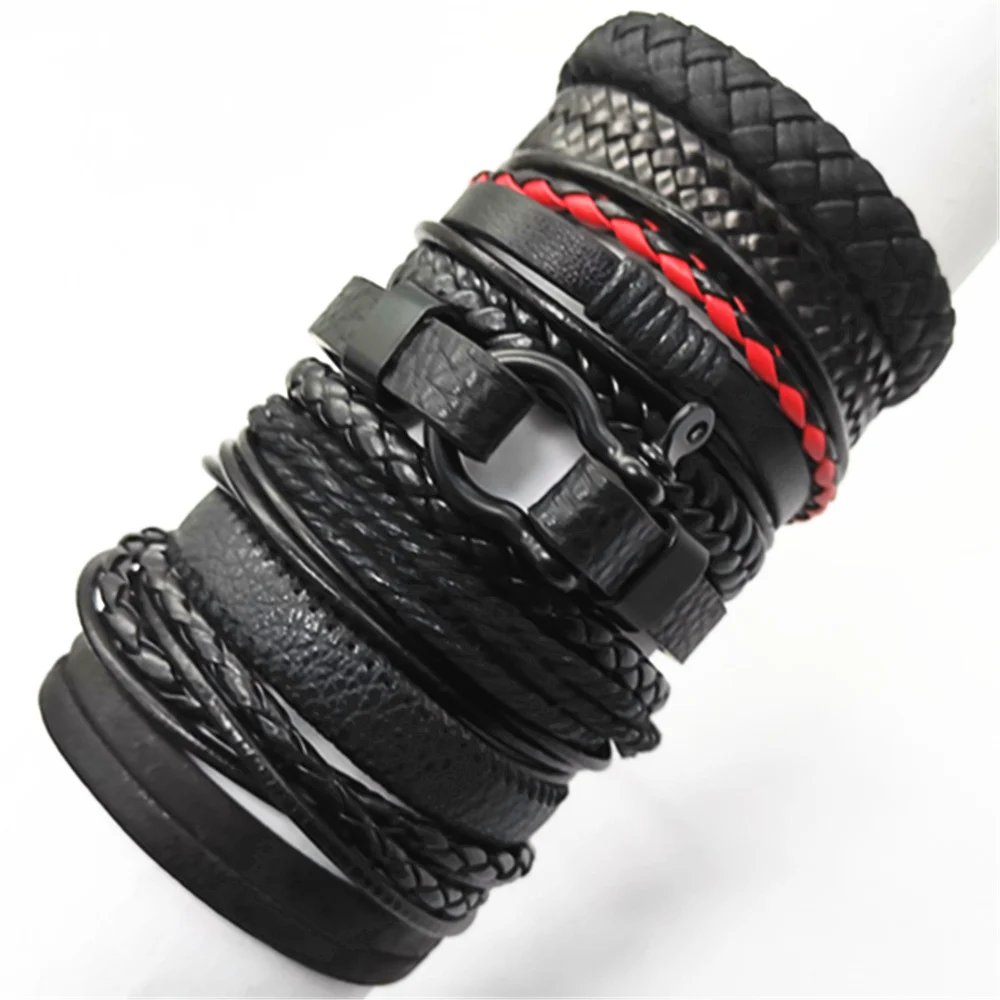 10 Pcs/set Black Wrap Woven New Fashion Handmade Men Bracelets Male Women Leather Bracelets Men Bangle Wholesale Jewelry Gift 10 Pcs/set Black Wrap Woven New Fashion Handmade Men Bracelets Male Women Leather Bracelets Men Bangle Wholesale Jewelry Gift