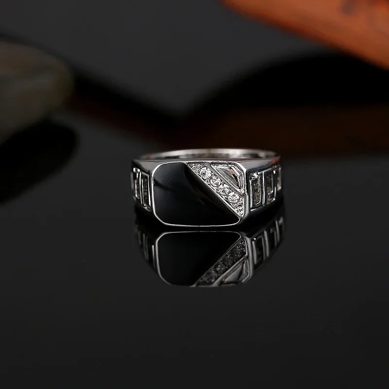 New Metal Glossy Rings for Men Geometric Width Signet Square Finger Punk Style Fashion Ring Jewelry Accessories Anillo Hombre