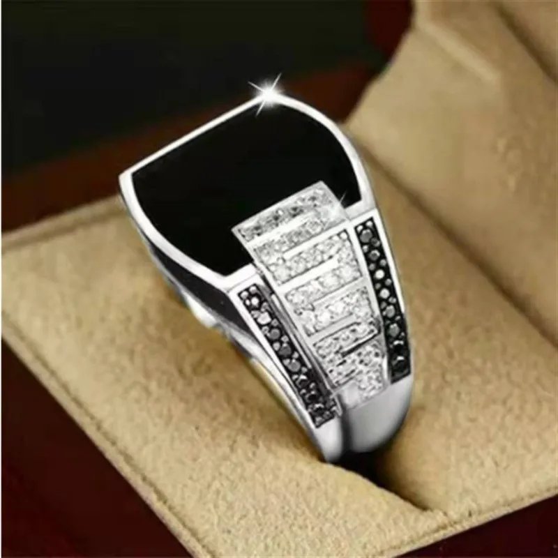 New Metal Glossy Rings for Men Geometric Width Signet Square Finger Punk Style Fashion Ring Jewelry Accessories Anillo Hombre