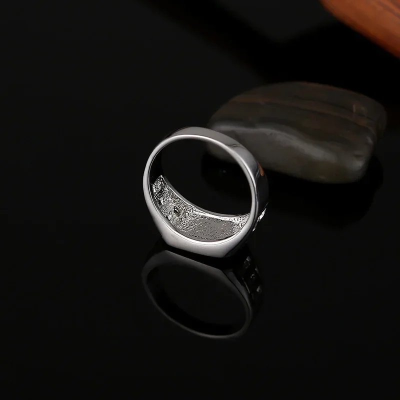 New Metal Glossy Rings for Men Geometric Width Signet Square Finger Punk Style Fashion Ring Jewelry Accessories Anillo Hombre