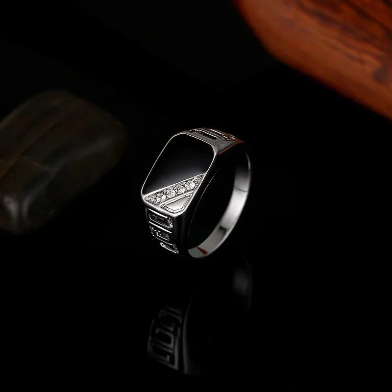 New Metal Glossy Rings for Men Geometric Width Signet Square Finger Punk Style Fashion Ring Jewelry Accessories Anillo Hombre