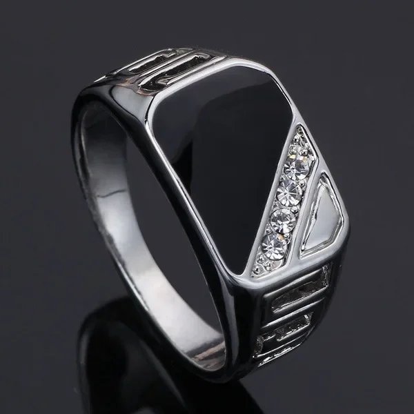 New Metal Glossy Rings for Men Geometric Width Signet Square Finger Punk Style Fashion Ring Jewelry Accessories Anillo Hombre