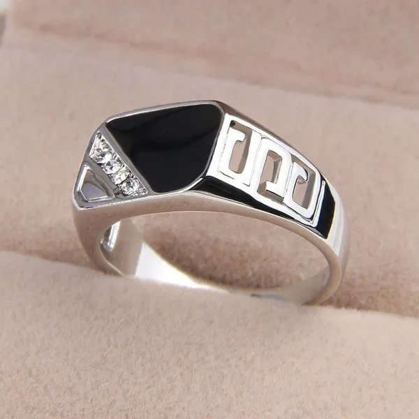 New Metal Glossy Rings for Men Geometric Width Signet Square Finger Punk Style Fashion Ring Jewelry Accessories Anillo Hombre