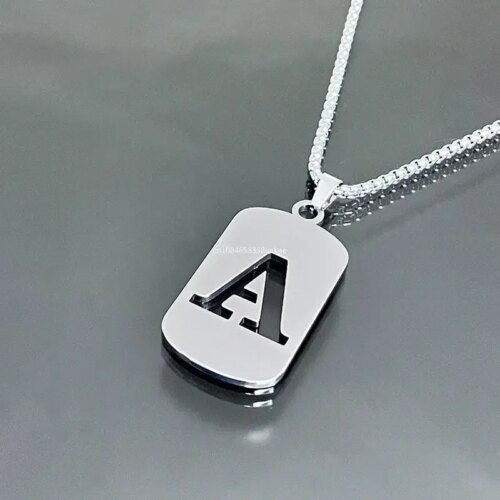 Fashion Punk A-Z Initial Tag Letter Stainless Steel Pendant Necklaces for Men Women Wholesale Jewelry Lot Collar Jewelry Goth