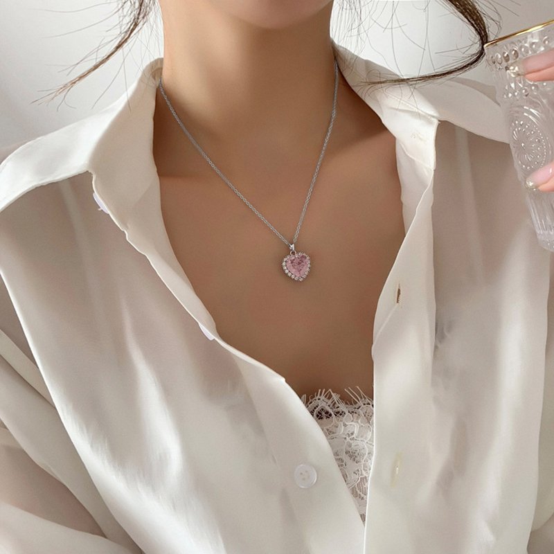 New Wine Red Cherry Gold Color Pendant Necklace For Women Personality Fashion Necklace Wedding Jewelry Birthday Gifts