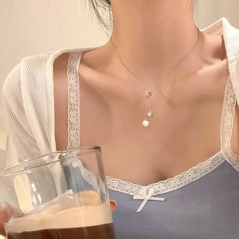 New Wine Red Cherry Gold Color Pendant Necklace For Women Personality Fashion Necklace Wedding Jewelry Birthday Gifts