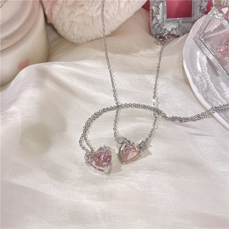 New Wine Red Cherry Gold Color Pendant Necklace For Women Personality Fashion Necklace Wedding Jewelry Birthday Gifts