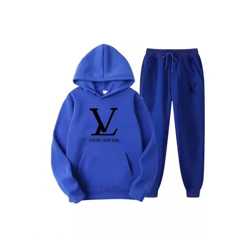 Autumn and winter new men's and women's hooded sweatshirts and pants 2-piece outdoor fashion jogging men's casual sportswear set