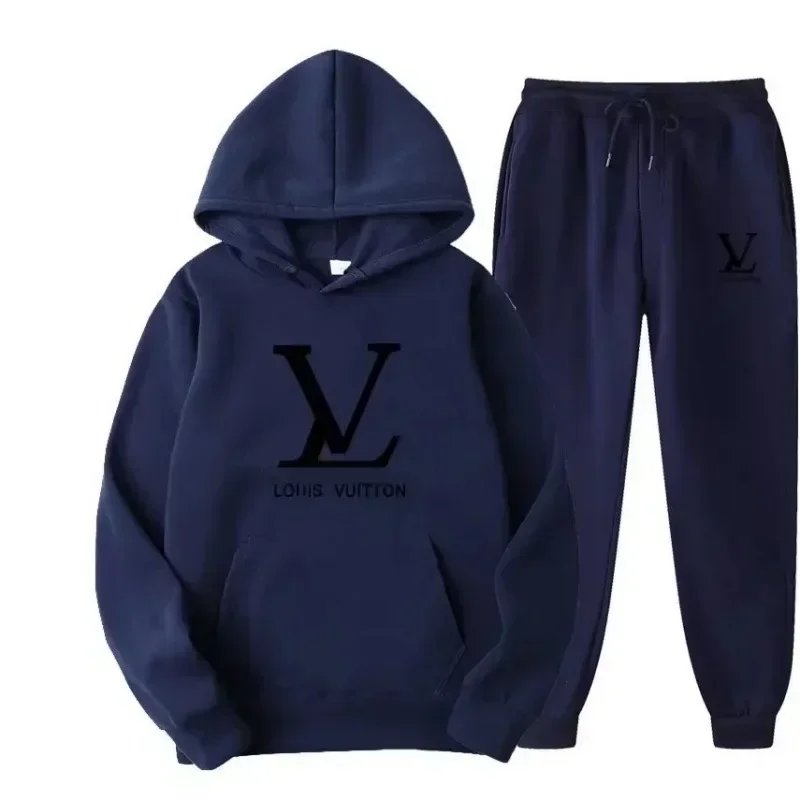 Autumn and winter new men's and women's hooded sweatshirts and pants 2-piece outdoor fashion jogging men's casual sportswear set