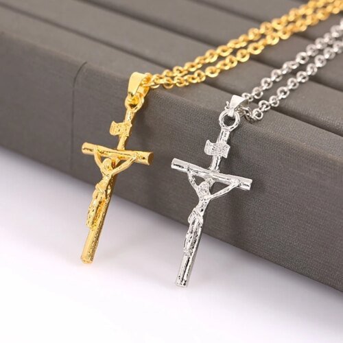 Fashion Gold Color Choker Jewelry Gift INRI Cross Necklaces & Pendants Women Men Gifts