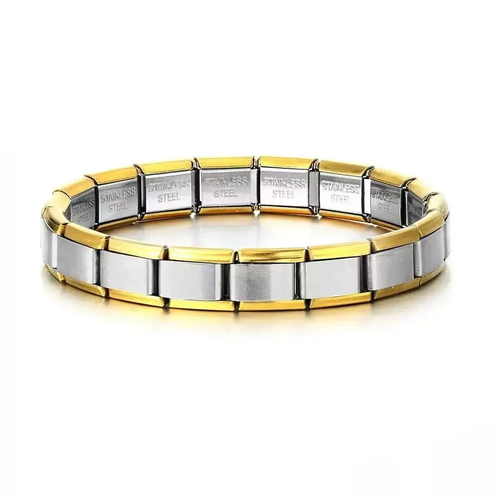 Italian Charm Link Stainless Steel Golden Bracelet for Woman Men DIY Making 9mm Bead Silver Color Retro Bangle Jewelry Wholesale Italian Charm Link Stainless Steel Golden Bracelet for Woman Men DIY Making 9mm Bead Silver Color Retro Bangle Jewelry Wholesale