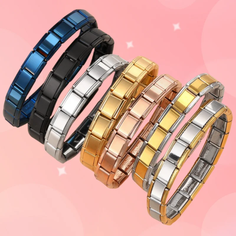 Italian Charm Link Stainless Steel Golden Bracelet for Woman Men DIY Making 9mm Bead Silver Color Retro Bangle Jewelry Wholesale Italian Charm Link Stainless Steel Golden Bracelet for Woman Men DIY Making 9mm Bead Silver Color Retro Bangle Jewelry Wholesale