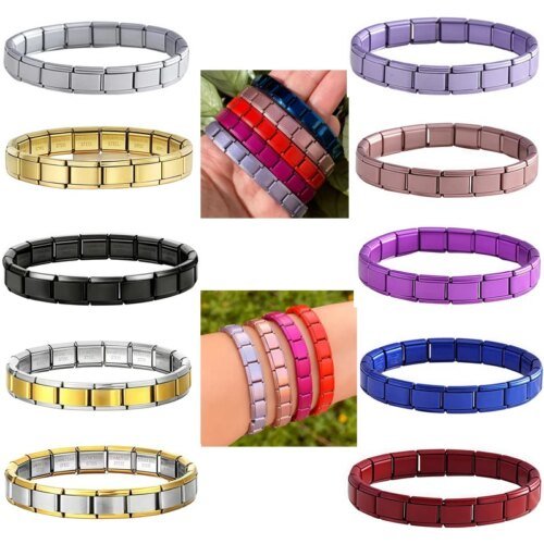 Italian Charm Link Stainless Steel Golden Bracelet for Woman Men DIY Making 9mm Bead Silver Color Retro Bangle Jewelry Wholesale