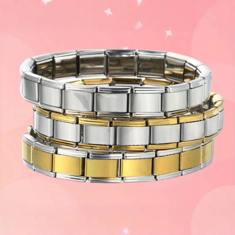 Italian Charm Link Stainless Steel Golden Bracelet for Woman Men DIY Making 9mm Bead Silver Color Retro Bangle Jewelry Wholesale - Image 4