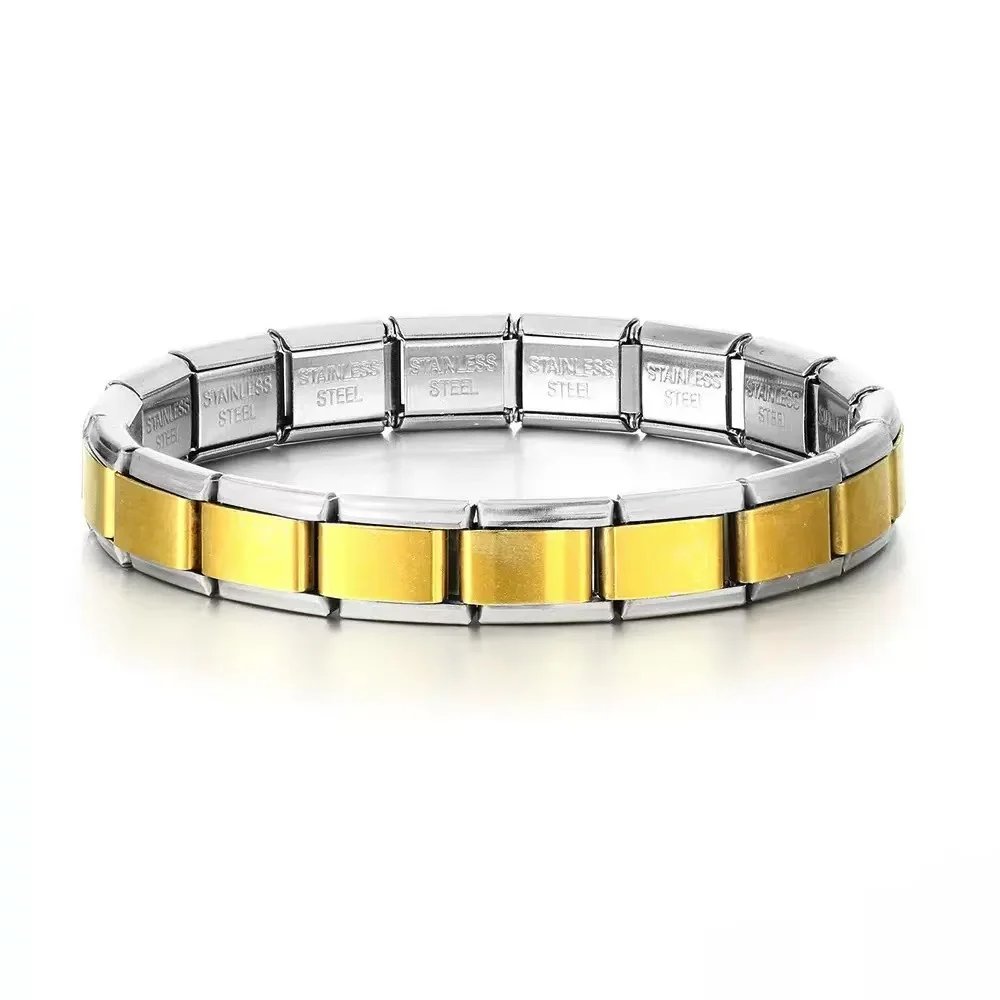 Italian Charm Link Stainless Steel Golden Bracelet for Woman Men DIY Making 9mm Bead Silver Color Retro Bangle Jewelry Wholesale Italian Charm Link Stainless Steel Golden Bracelet for Woman Men DIY Making 9mm Bead Silver Color Retro Bangle Jewelry Wholesale