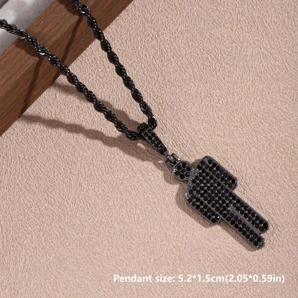 Fashionable Cartoon Little Man Pendant Zircon Luxury Rhinestone Pendant Trendy Crooked Head Necklace Pendant Unisex Pendant - Image 6