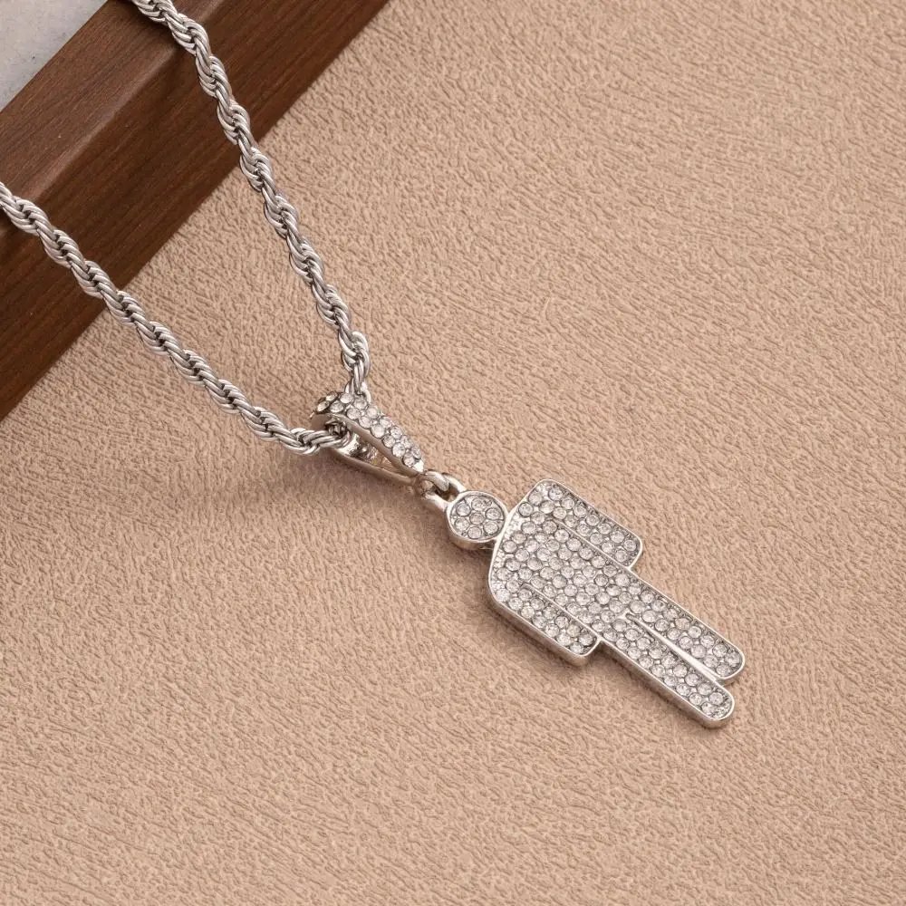 Fashionable Cartoon Little Man Pendant Zircon Luxury Rhinestone Pendant Trendy Crooked Head Necklace Pendant Unisex Pendant - Image 4