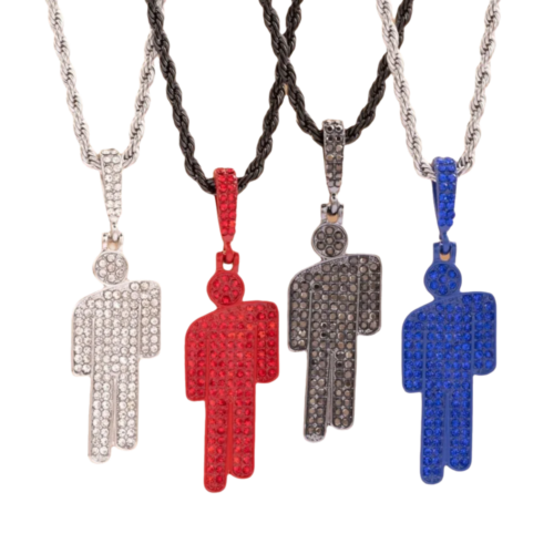 Fashionable Cartoon Little Man Pendant Zircon Luxury Rhinestone Pendant Trendy Crooked Head Necklace Pendant Unisex Pendant