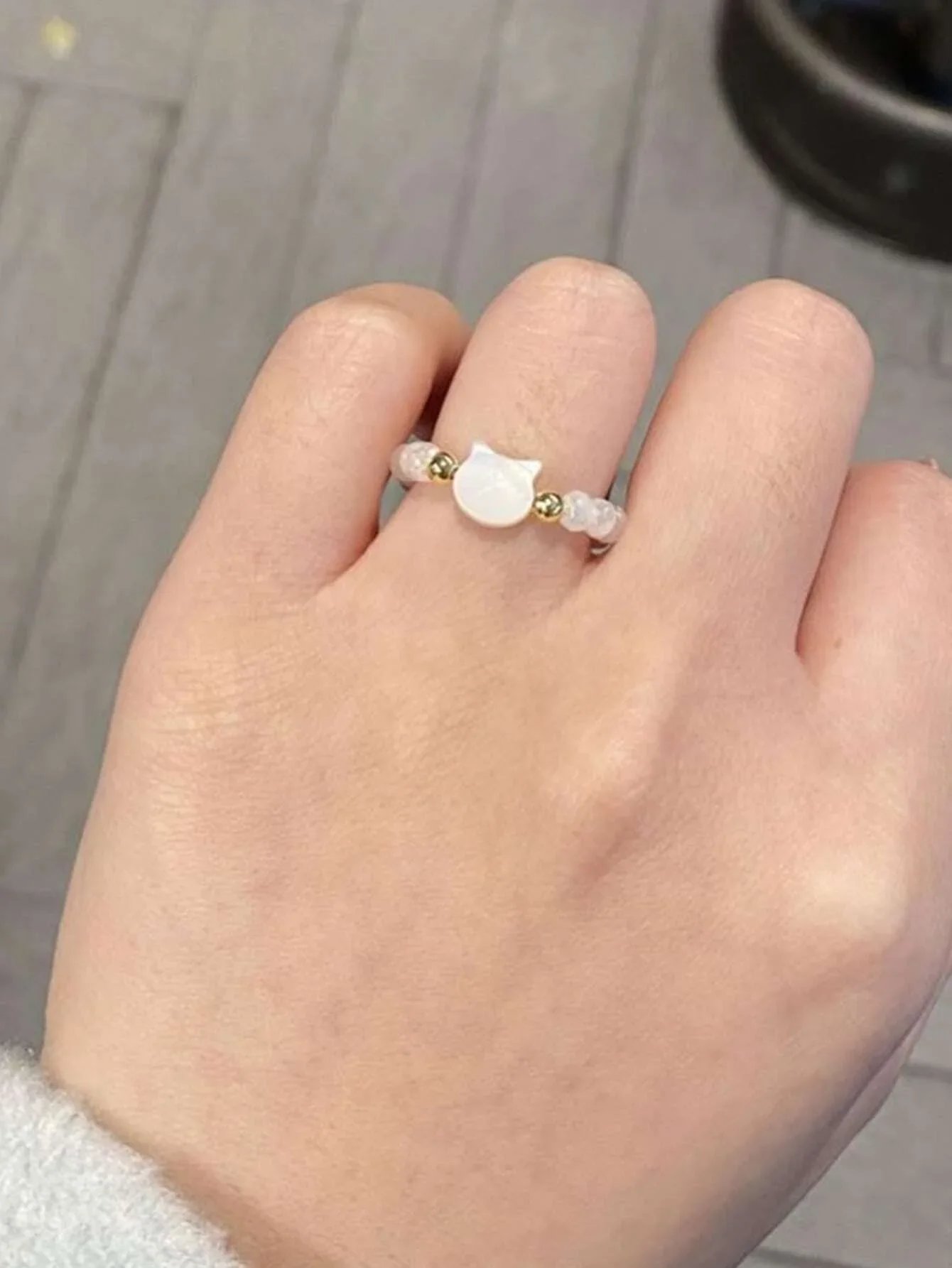 Fashion Natural Moonstone Obsidian Rings Minimalist Handmade Cute Black White Cat Bead Ring Women Party Accessories Jewelry Gift Fashion Natural Moonstone Obsidian Rings Minimalist Handmade Cute Black White Cat Bead Ring Women Party Accessories Jewelry Gift