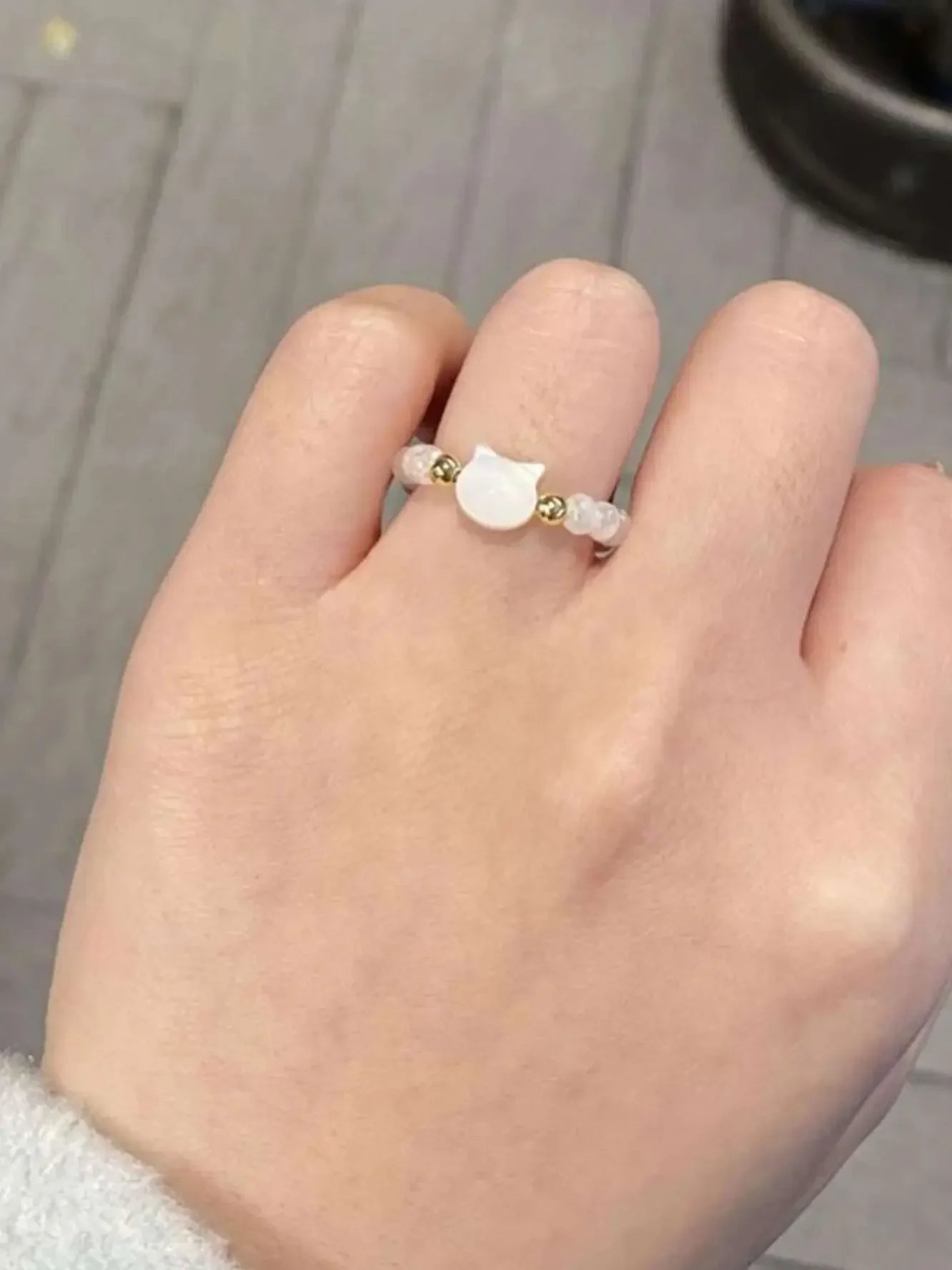 Fashion Natural Moonstone Obsidian Rings Minimalist Handmade Cute Black White Cat Bead Ring Women Party Accessories Jewelry Gift Fashion Natural Moonstone Obsidian Rings Minimalist Handmade Cute Black White Cat Bead Ring Women Party Accessories Jewelry Gift