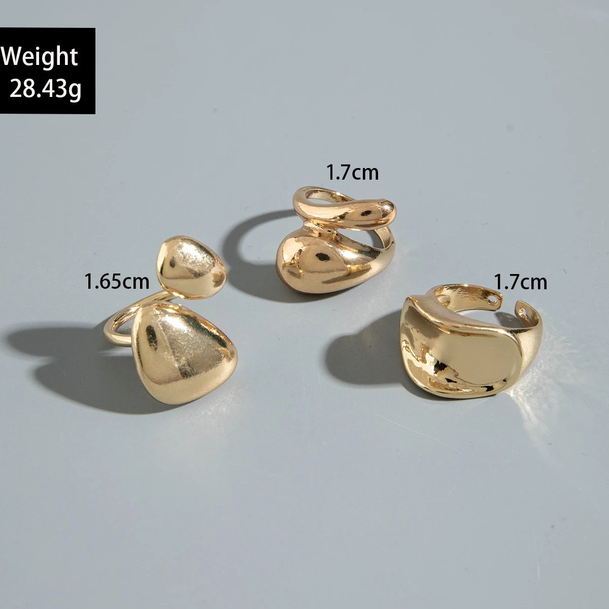 Tocona Fashion Gold Color Lrregular Intersect Ring Sets for Women Classic Smooth Wave Finger Rings Party Jewelry 6pc/set